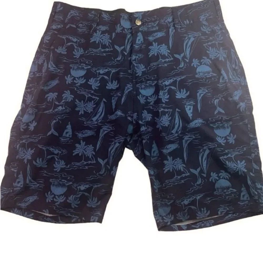 TRUNKS Men’s Sz 34 Navy Blue Tropical Print Multi Functional Hybrid Board Shorts